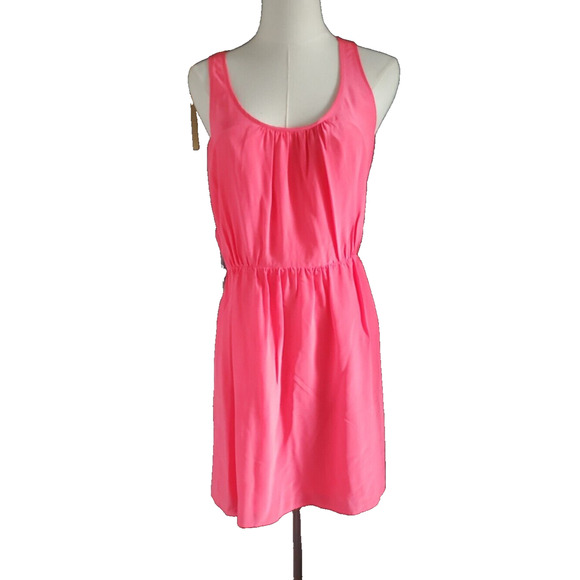 Madewell Dresses & Skirts - Madewell Silk Island Summer Dress Neon Hot Pink Womens Size 4